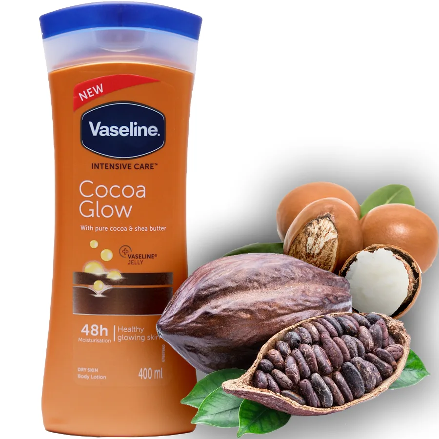 لوسیون درخشان‌کننده وازلین حاوی کاکائو Vaseline Intensive Care Cocoa Glow Lotion
