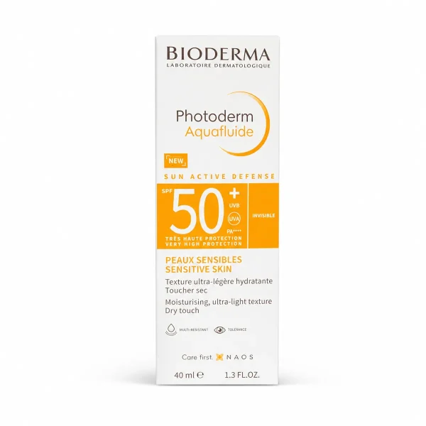 فلوئید ضد آفتاب فتودرم آکوافلوئید بایودرما SPF 50+ بی‌رنگ ۴۰ میل