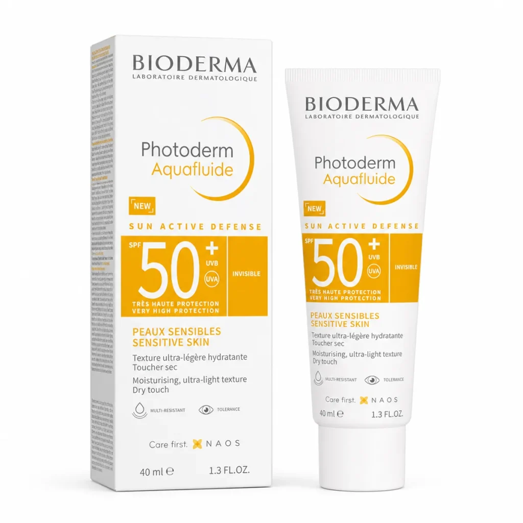 فلوئید ضد آفتاب فتودرم آکوافلوئید بایودرما SPF 50+ بی‌رنگ ۴۰ میل