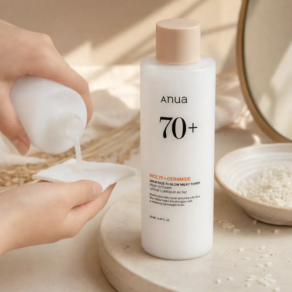 تونر آبرسان و روشن‌کننده برنج Anua Rice 70+ Ceramide ۲۵۰ میل