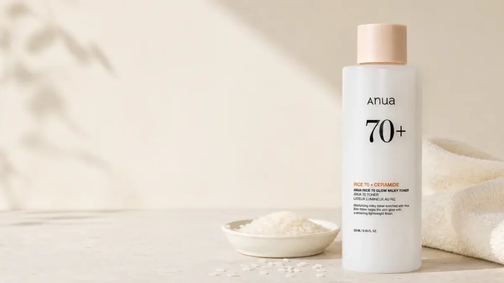 تونر شیری برنج Anua Rice 70 در محیط مراقبت پوست