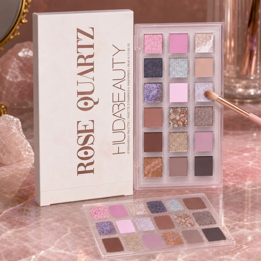 پالت سایه چشم هدی بیوتی مدل Rose Quartz با ۱۸ رنگ