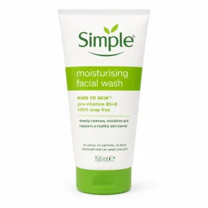 ژل شستشوی صورت پوست خشک و حساس سیمپل مدل Moisturising Facial Wash حجم 150 میلی‌لیتر