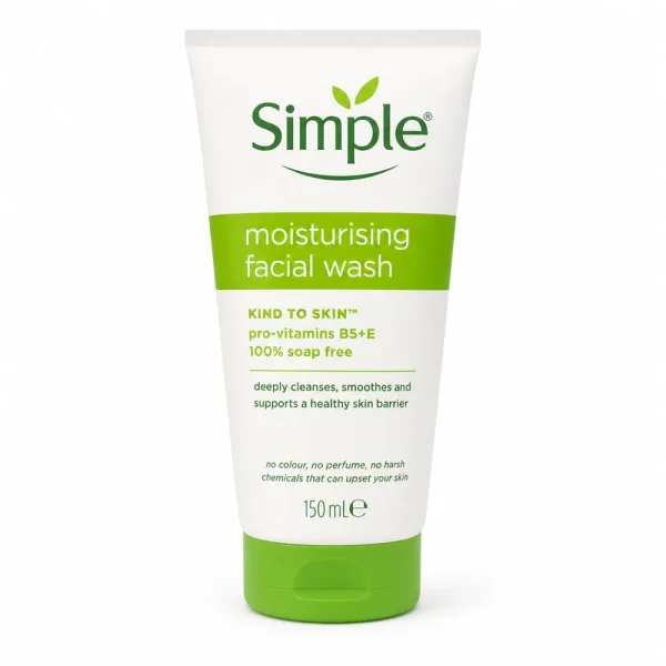 ژل شستشوی صورت پوست خشک و حساس سیمپل مدل Moisturising Facial Wash حجم 150 میلیلیتر