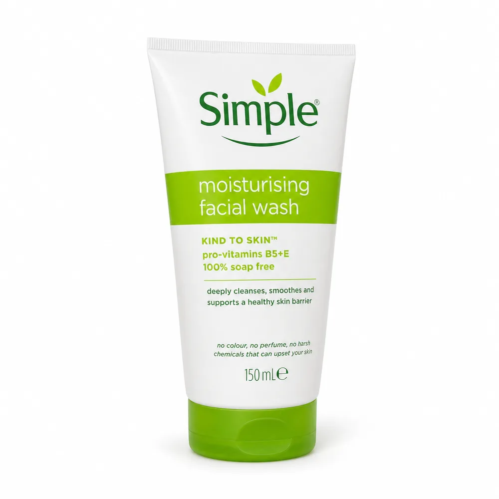ژل شستشوی صورت پوست خشک و حساس سیمپل مدل Moisturising Facial Wash حجم 150 میلی‌لیتر