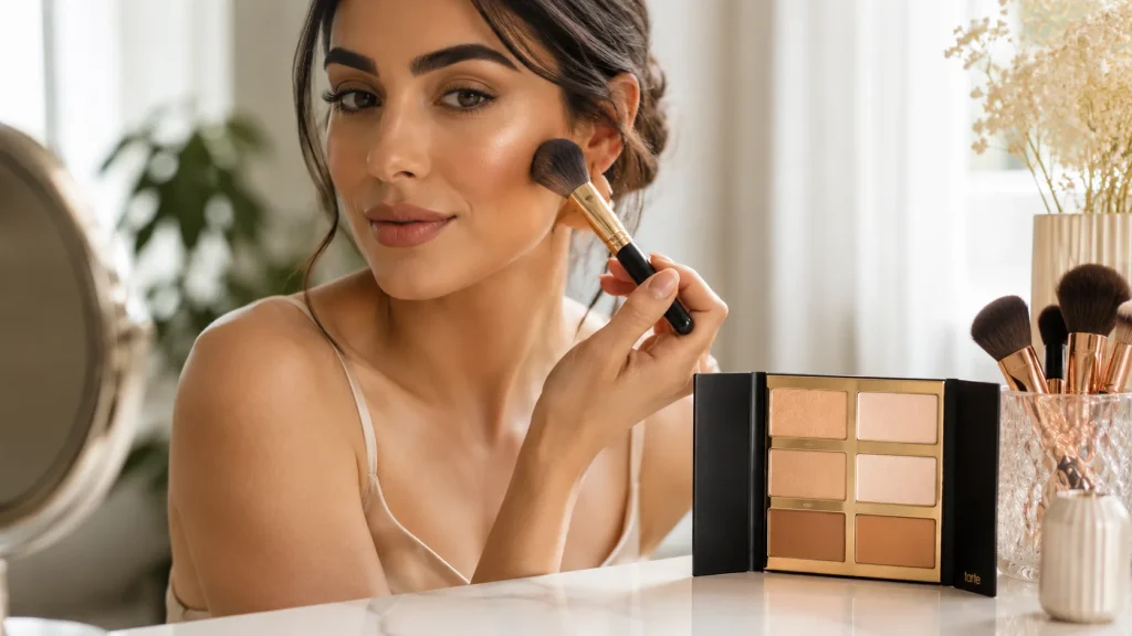 مقایسه کانتور کرمی و پودری با پالت Tarteist PRO Glow