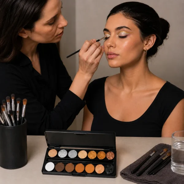 اجرای آرایش حرفه‌ای با پالت آکوا کالر ماسکات