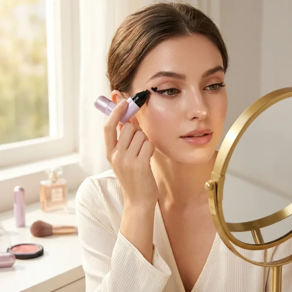 استفاده از خط چشم مهر دنباله شیگلم روی گوشه بیرونی پلک مدل